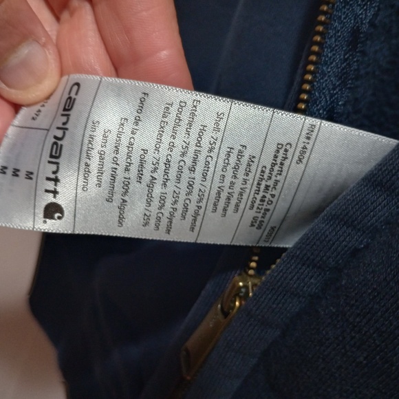 Carhartt Loose Fit Navy Hoody Sweatshirt (M) Bleach Damage 😳😭 Needs Love - Picture 8 of 8